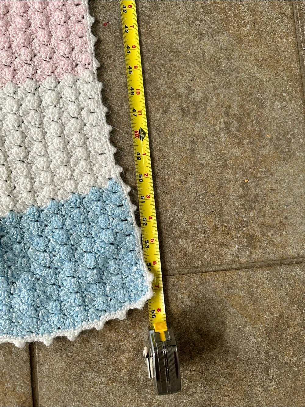 Soft Hand-Knit Kids/Throw Blanket, Pink Blue White - Unbranded